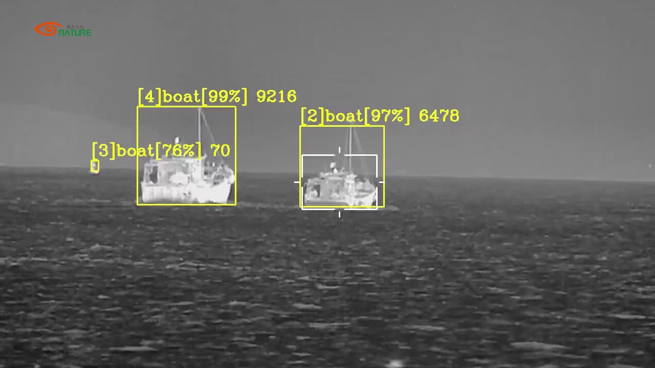 Sea speedboat intrusion area tracking - nighttime thermal imaging